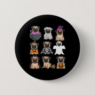 Halloween Costume Spooky Ghost Pumpkin Pug Hallowe 6 Cm Round Badge