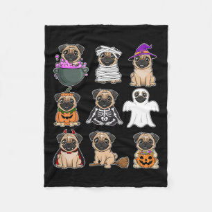Halloween Costume Spooky Ghost Pumpkin Pug Hallowe Fleece Blanket