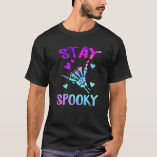 Halloween Costume Stay Shaka Spooky Sign Skull Han T-Shirt