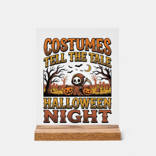 Halloween Costume Story Vintage Graveyard Typograp Acrylic Sign