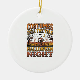 Halloween Costume Story Vintage Graveyard Typograp Ceramic Tree Decoration