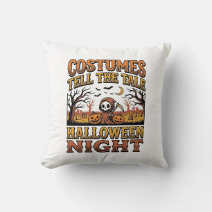 Halloween Costume Story Vintage Graveyard Typograp Cushion