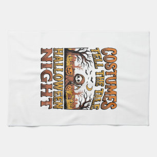 Halloween Costume Story Vintage Graveyard Typograp Tea Towel