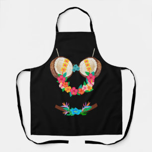 Halloween Costume Tropical Coconut Bra Flowers Lei Apron