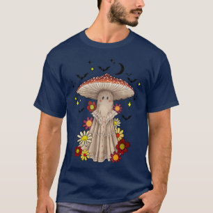 Halloween Costume Vintage Floral Ghost Mushroom Pu T-Shirt