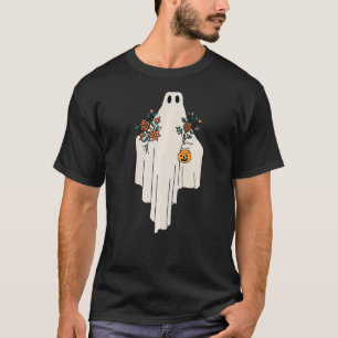 Halloween Costume Vintage Floral Ghost Pumpkin Fun T-Shirt