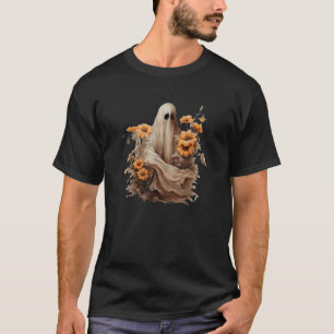 Halloween Costume Vintage Floral Ghost Pumpkin Fun T-Shirt