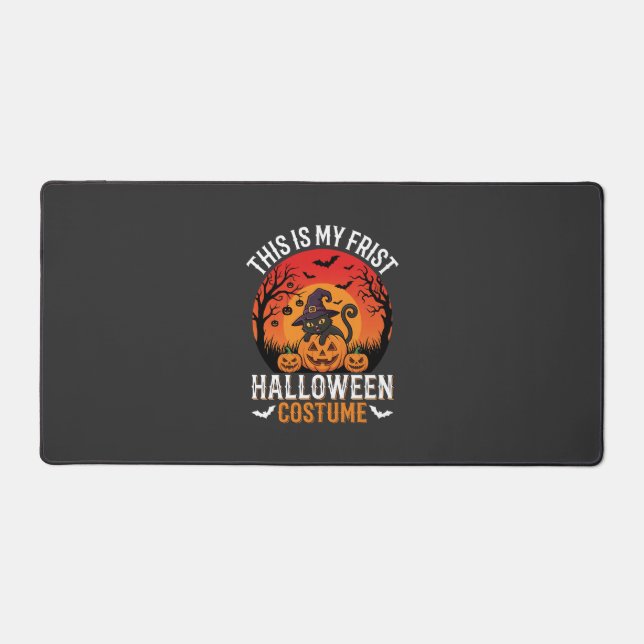 Halloween Costume Witch Cat and Pumpkin Vector Des Desk Mat (Front)