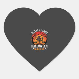 Halloween Costume Witch Cat and Pumpkin Vector Des Heart Sticker