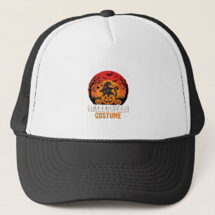Halloween Costume Witch Cat and Pumpkin Vector Des Trucker Hat