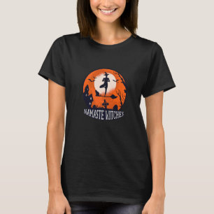 Halloween Costume Witch Hat Cat Moon Namaste Figur T-Shirt