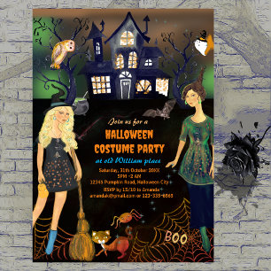 HALLOWEEN COSTUME WITCHES PARTY INVITATION