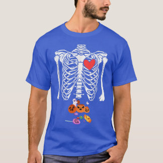 Halloween Costume XRay Skeleton Rib Pumpkin Candy  T-Shirt