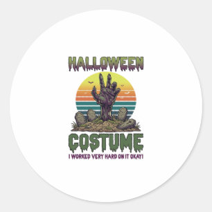 Halloween Costume Zombie Hand Graveyard Tombstones Classic Round Sticker