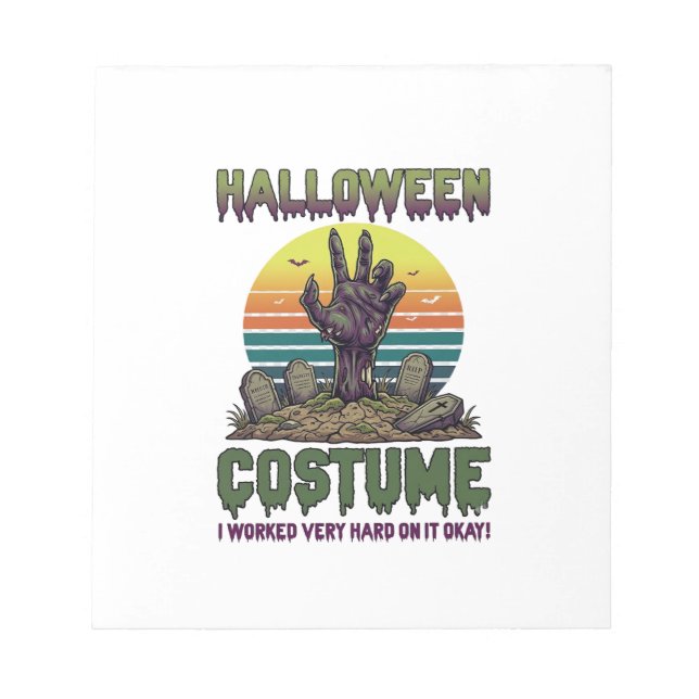 Halloween Costume Zombie Hand Graveyard Tombstones Notepad (Front)