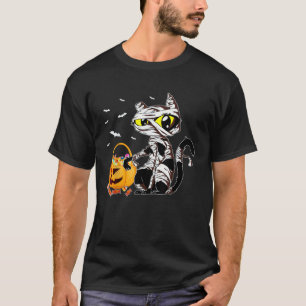 Halloween Costumes Cat Mummy Pumpkin Candy Basket T-Shirt