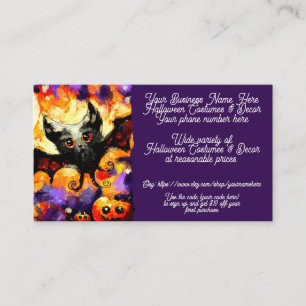 Halloween Costumes & Decor Bat Shop Sales Etsy Business Card