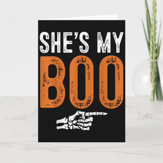 Halloween Costumes Shes My Boo Couple Matching Par Card (Front)