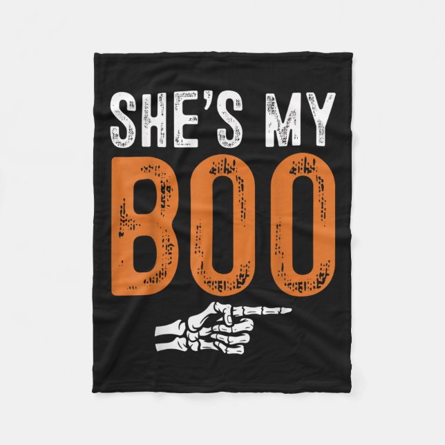 Halloween Costumes Shes My Boo Couple Matching Par Fleece Blanket (Front)
