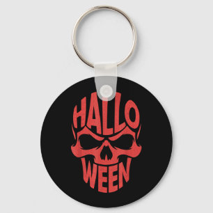Halloween Costumes Skull Typography Graphic Creepy Key Ring
