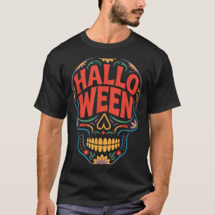Halloween Costumes Skull Typography Graphic Creepy T-Shirt