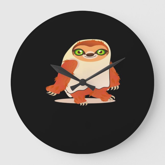 Halloween costumes sloth Oversized T-Shirt Large Clock (Front)