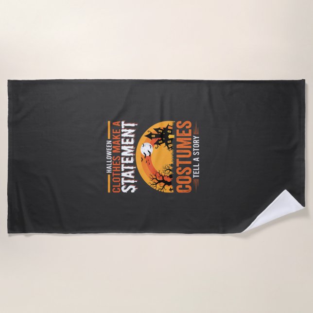 Halloween Costumes Statement Haunted House Design Beach Towel (Front)