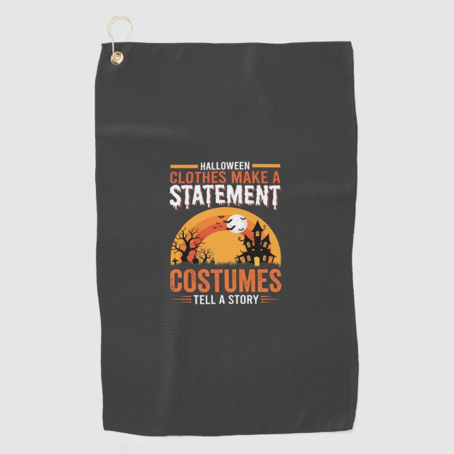 Halloween Costumes Statement Haunted House Design Golf Towel (Front)