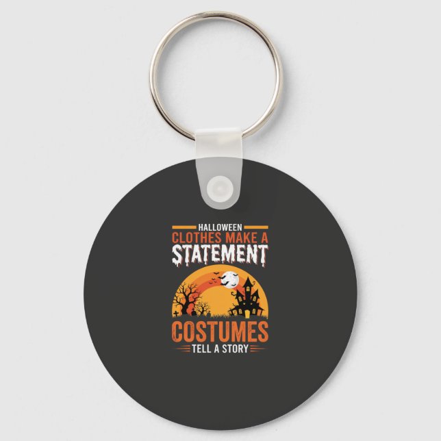 Halloween Costumes Statement Haunted House Design Key Ring (Front)