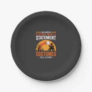 Halloween Costumes Statement Haunted House Design Paper Plate