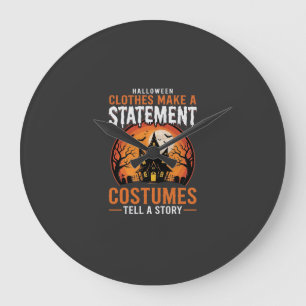 Halloween Costumes Tell a Story Haunted House Desi Large Clock