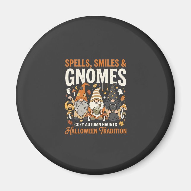 Halloween Cosy Gnome Gathering Magnet (Front)