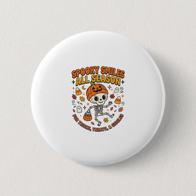 Halloween Cosy Skeleton Celebration 6 Cm Round Badge (Front)