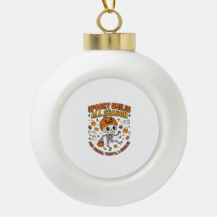 Halloween Cosy Skeleton Celebration Ceramic Ball Christmas Ornament