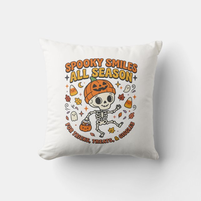 Halloween Cosy Skeleton Celebration Cushion (Front)