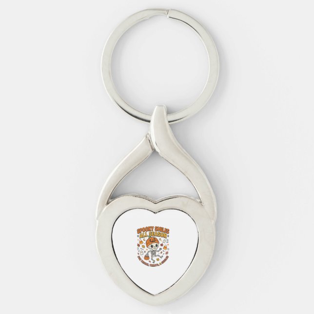 Halloween Cosy Skeleton Celebration Key Ring (Front)