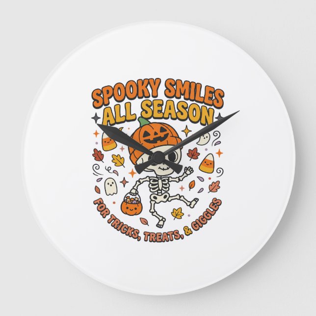 Halloween Cosy Skeleton Celebration Large Clock (Front)