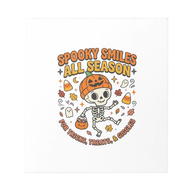 Halloween Cosy Skeleton Celebration Notepad (Front)