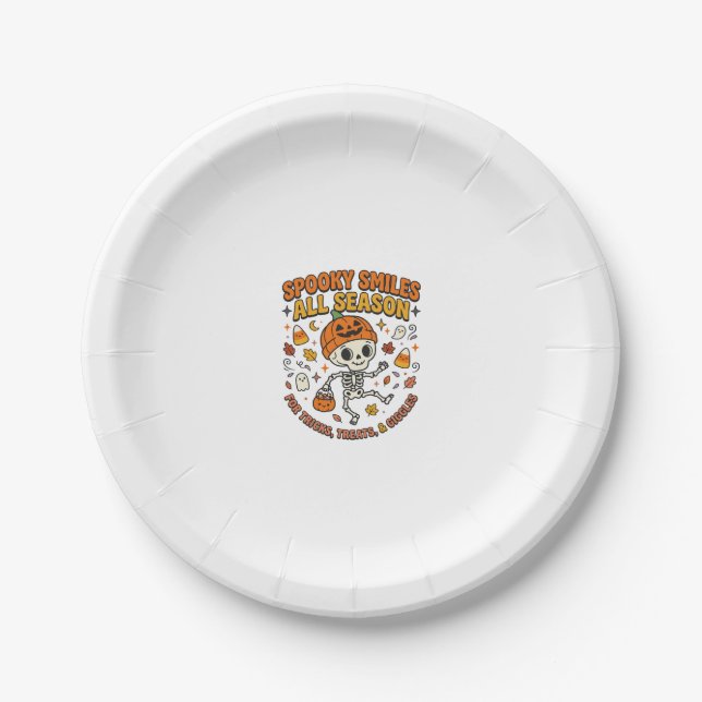 Halloween Cosy Skeleton Celebration Paper Plate (Front)