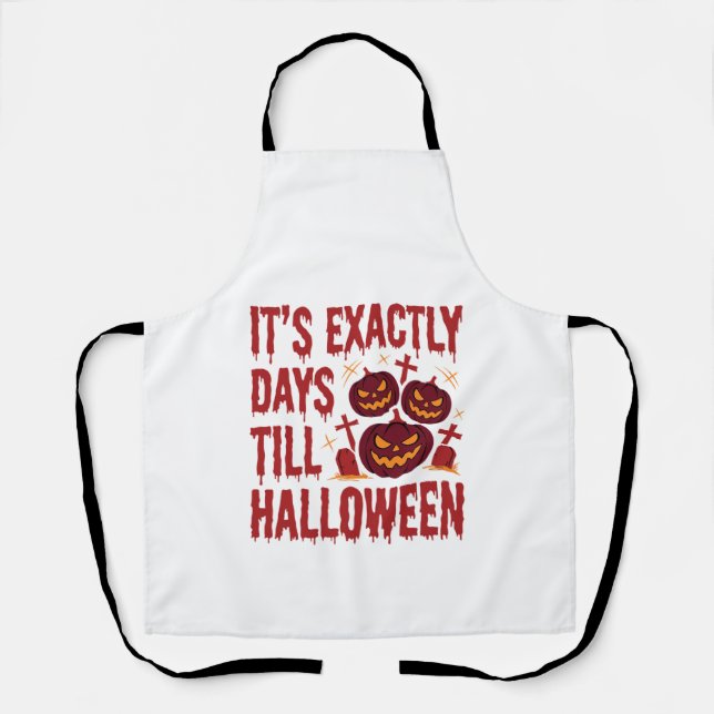 Halloween Countdown Pumpkins Graveyard Horror Typo Apron (Front)