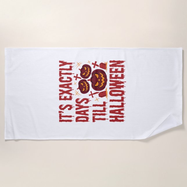Halloween Countdown Pumpkins Graveyard Horror Typo Beach Towel (Front)