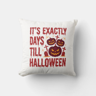 Halloween Countdown Pumpkins Graveyard Horror Typo Cushion