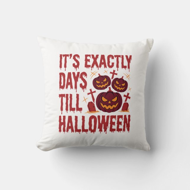 Halloween Countdown Pumpkins Graveyard Horror Typo Cushion (Front)