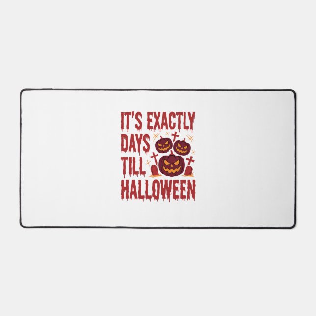 Halloween Countdown Pumpkins Graveyard Horror Typo Desk Mat (Front)
