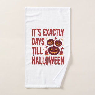 Halloween Countdown Pumpkins Graveyard Horror Typo Hand Towel