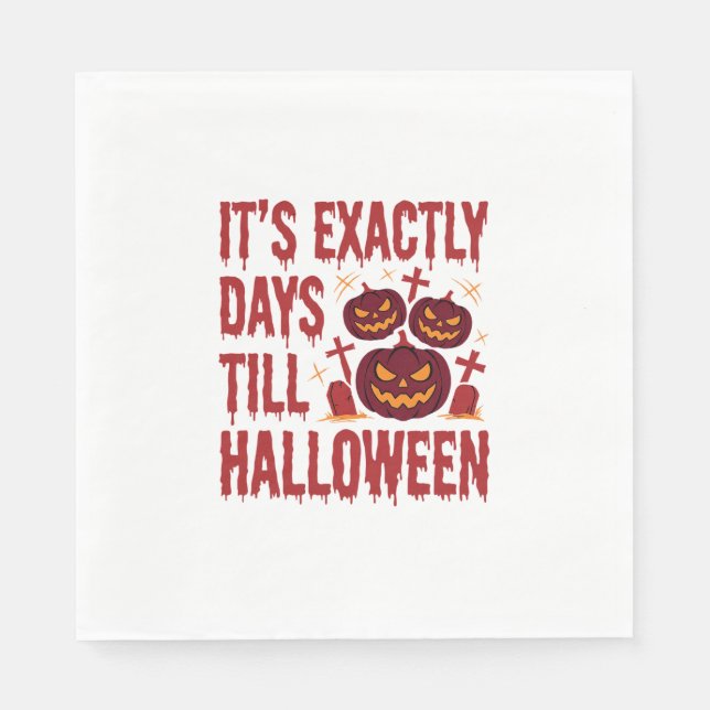 Halloween Countdown Pumpkins Graveyard Horror Typo Napkin (Front)