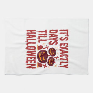 Halloween Countdown Pumpkins Graveyard Horror Typo Tea Towel