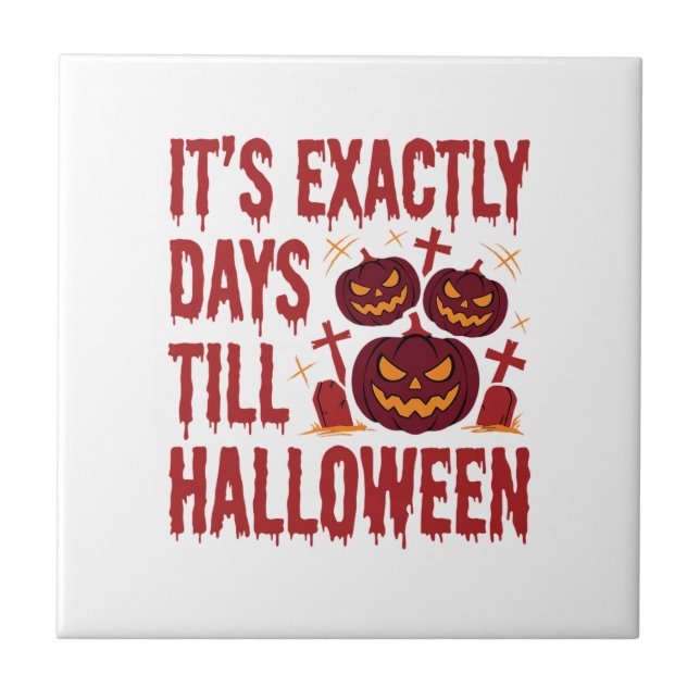 Halloween Countdown Pumpkins Graveyard Horror Typo Tile (Front)