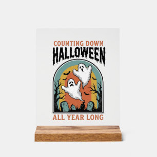 Halloween Countdown Shirt Vintage Graveyard Graphi Acrylic Sign