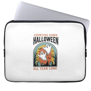 Halloween Countdown Shirt Vintage Graveyard Graphi Laptop Sleeve